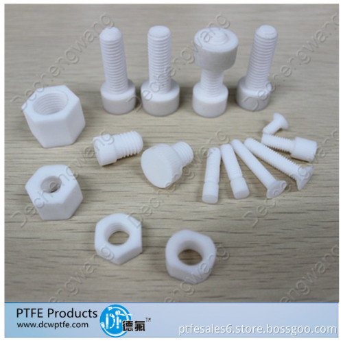 Dechengwang machining PTFE screws nuts for you nut and bolt